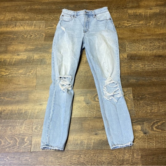 Abercrombie & Fitch Curve Love The Skinny High Rise Distressed Jeans Size 27/4L - Picture 1 of 9